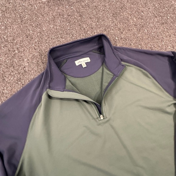 Peter Millar Other - Peter Millar 1/4 Zip Mens L Green Navy Blue Performance Golf Pullover MF21EK40C